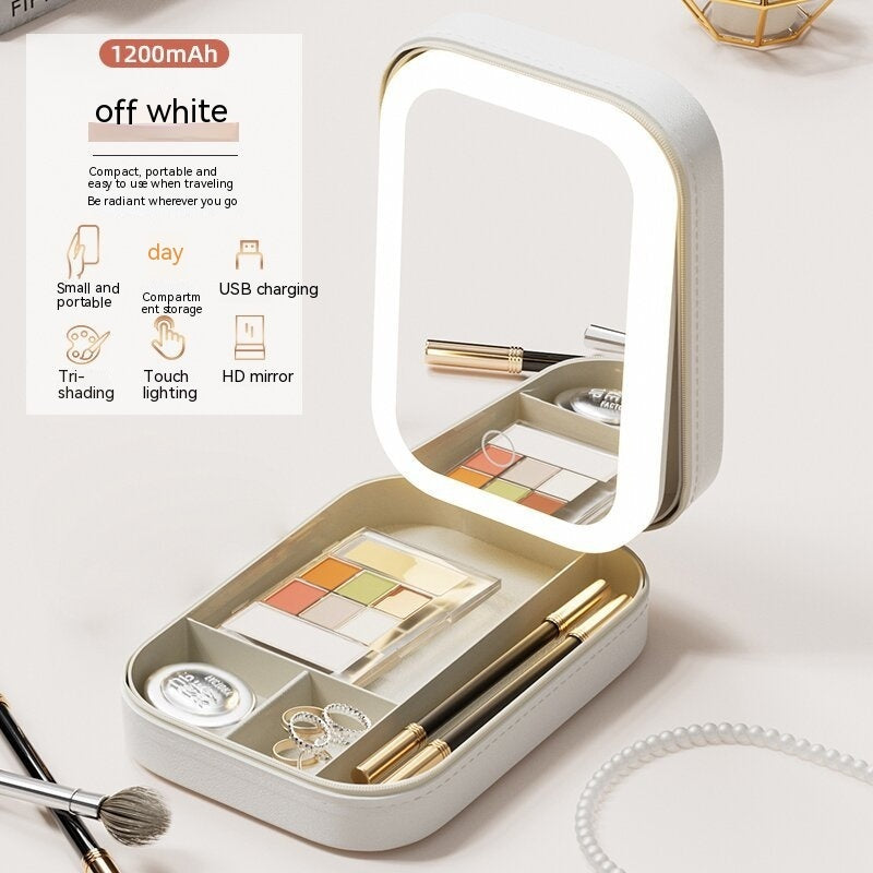 Compact Makeup Vanity With LED Mirror
