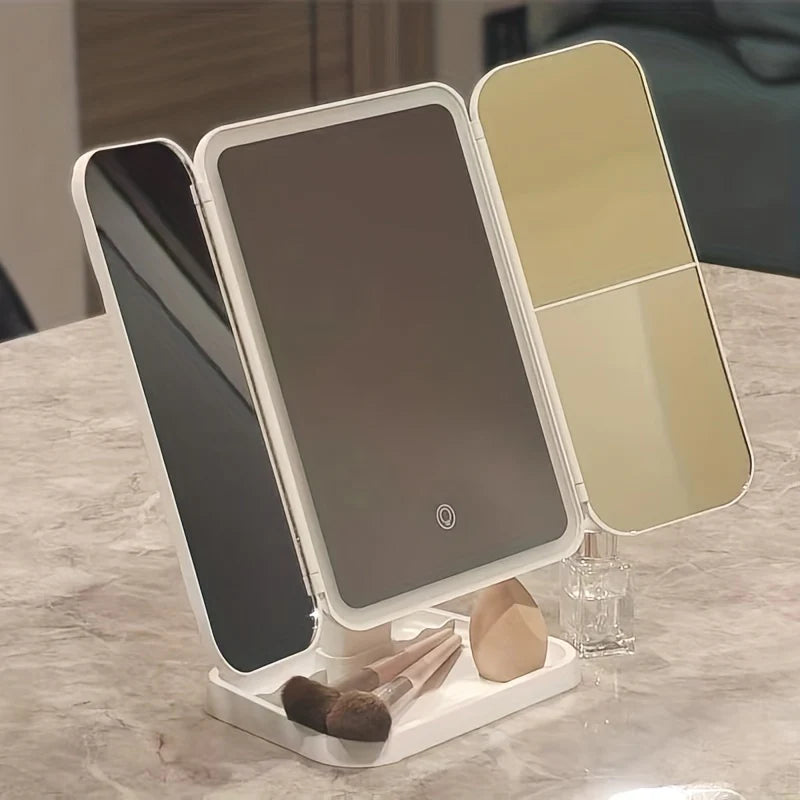 Trifold LED Makeup Mirror